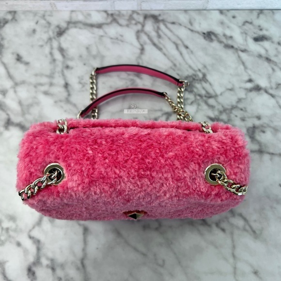 Kate Spade Natalia Pink Faux Fur Small Flap Shoulder Bag Crossbody - Picture 5 of 11